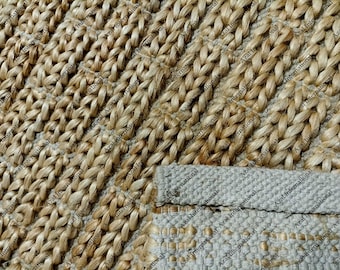 Tapis en jute tissé à la main, carpette en fibres naturelles, tapis de ferme rustique, tapis écologique en jute tressé, tapis de sol tissé bohème, décoration d'intérieur neutre