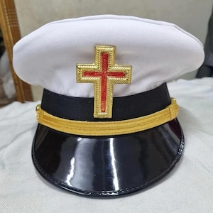 Tidigare befälhavare Tempelriddare Trötthetsmössa | Frimurarhatt med guldfärgad mönster