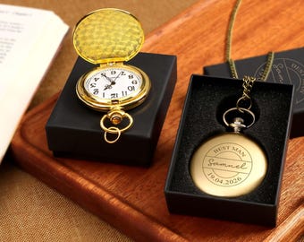 Engraved Pocket Watch, Personalized Groomsmen Gift, Wedding Keepsake