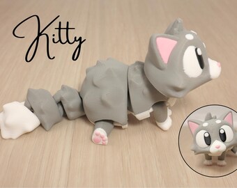 3D Printed Articulated Kitty Cat Fidget Toy Desk Pet