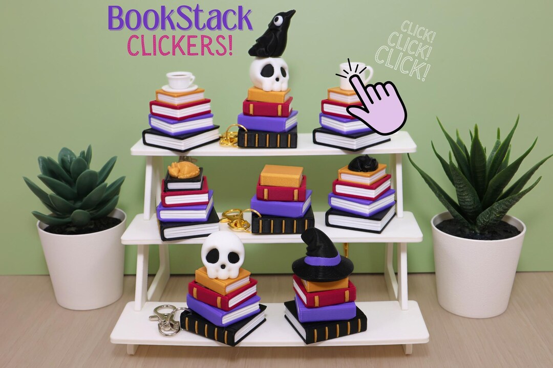 3D Printed Book Stack Clicker Fidget Toy - Etsy