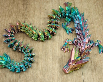 3D Printed Articulated Crystal Dragon Fidget Toy Desk Pet