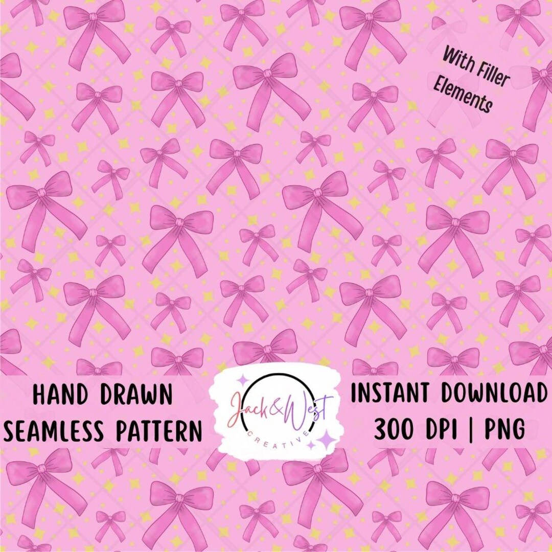 Pink Coquette Bow Seamless Pattern | Instant Download - Etsy