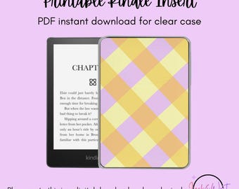 Printable Kindle Insert | Spring Pastel Gingham | Instant Download