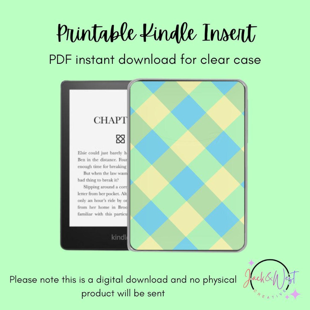 Printable Kindle Insert | Spring Pastel Gingham | Instant Download - Etsy