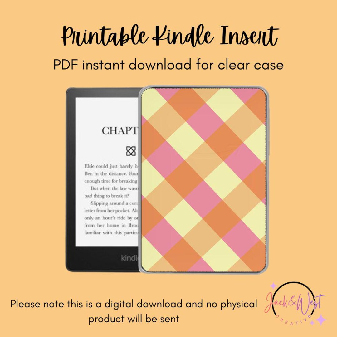 Printable Kindle Insert | Spring Pastel Gingham | Instant Download - Etsy