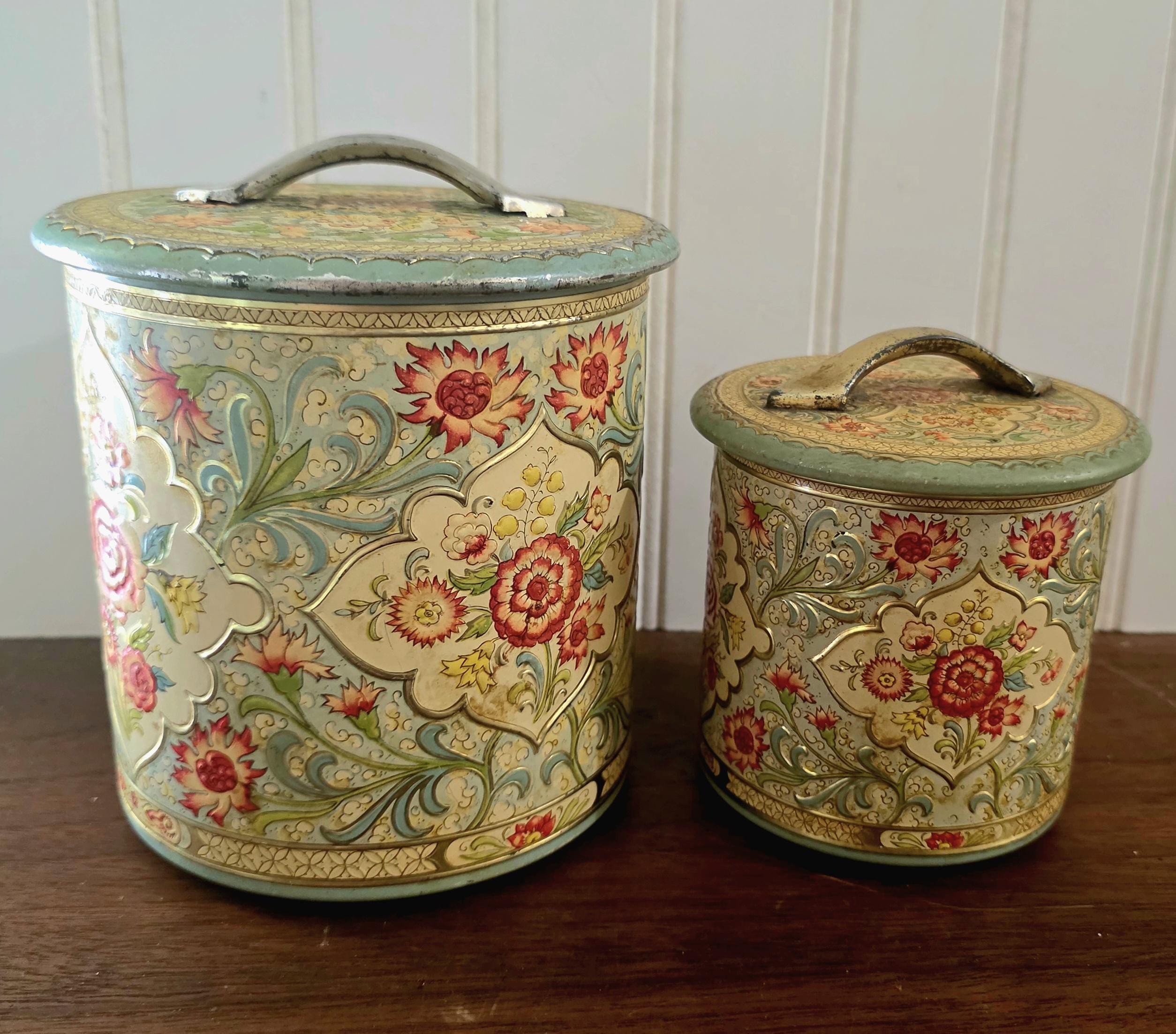 Vintage Tin Canisters - Etsy