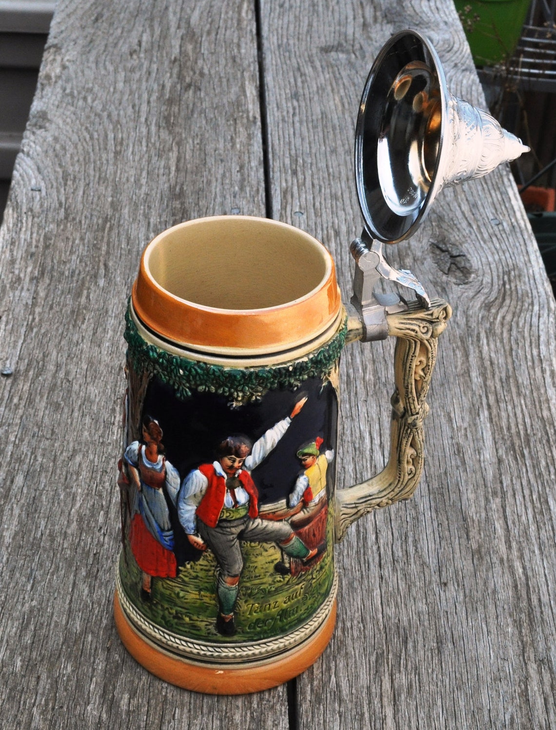 Vintage German Gerz Lidded Beer Stein Etsy