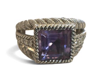 Judith Ripka Sterling Silver Amethyst Diamonique Ring