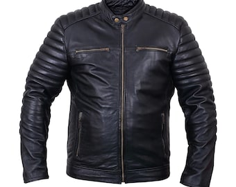 Handmade Genuine Leather Men’s Jacket, Classic Leather Outerwear, Timeless Style for Everyday Wear.