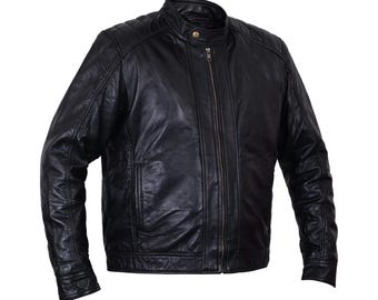 Handmade Slim Fit Men’s Leather Jacket, Genuine Leather Outerwear, Modern Classic Jackets for Men.