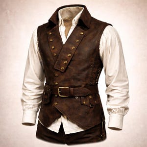 Pirate Leather Vest for Men – Renaissance Medieval LARP Cosplay Waistcoat Halloween Outfit