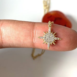North Star Gold Plated Necklace. Delicate Necklace.  Star Necklace,Gold plated Sterling silver Necklace.  Holiday Gift Necklace.