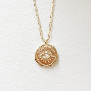 Eye Protection Pendant Necklace. Coin Necklace. Minimalist Necklace. Necklace. Best Friend Jewelry.