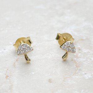 Magic Mushroom Stud earrings. CZ Stud Earrings . Mini Studs . Mushroom Stud Earrings.