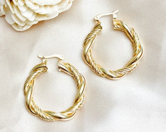 Around Town Twisted Round Hoops. Statement Hoops . Gold Filled Hoop Earrings. Gift For Her.