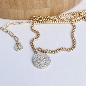 All Seeing Medal Coin Necklace. Coin Pendant. Protection Pendant. Evil eye Necklace. Protection Necklace