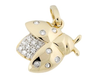 14kt Gold Diamond Ladybug Charm (12mm)