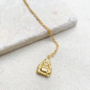 Good Luck Buddha Necklace. Buddha Gold Plated Sterling Silver Necklace. Delicate Necklace.  Pendant Necklace. Birthday Gift.