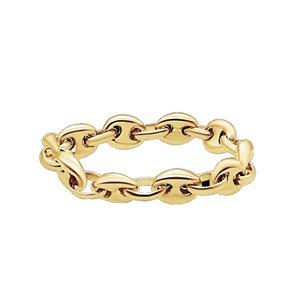 Classic 14kt Gold Mariner Link Chain Rings. 14kt Gold Chain Ring. Stacking Ring. Gift For Her. Gift For Him.