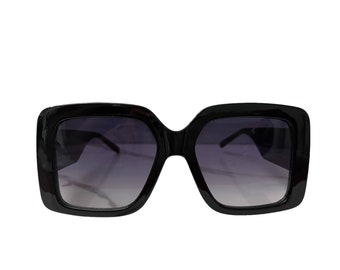 Occhiali da sole quadrati neri oversize, occhiali da sole alla moda