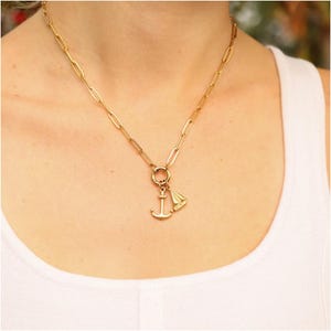 Paperclip Charm Keeper Necklace. Charm Holder Necklace 18kt gold plated PVD.