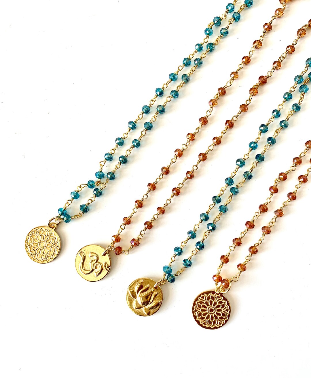 Inspirational Coin Charm Necklace. Semi Precious Stone Etsy