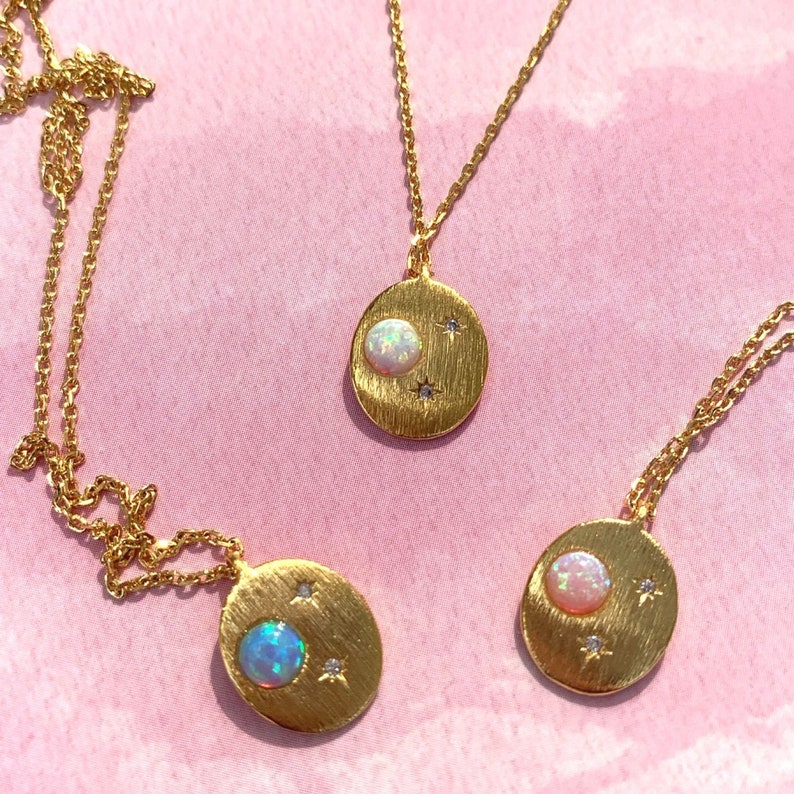 Opal Star Necklace. Solar System Charm Necklace. Stars and Etsy