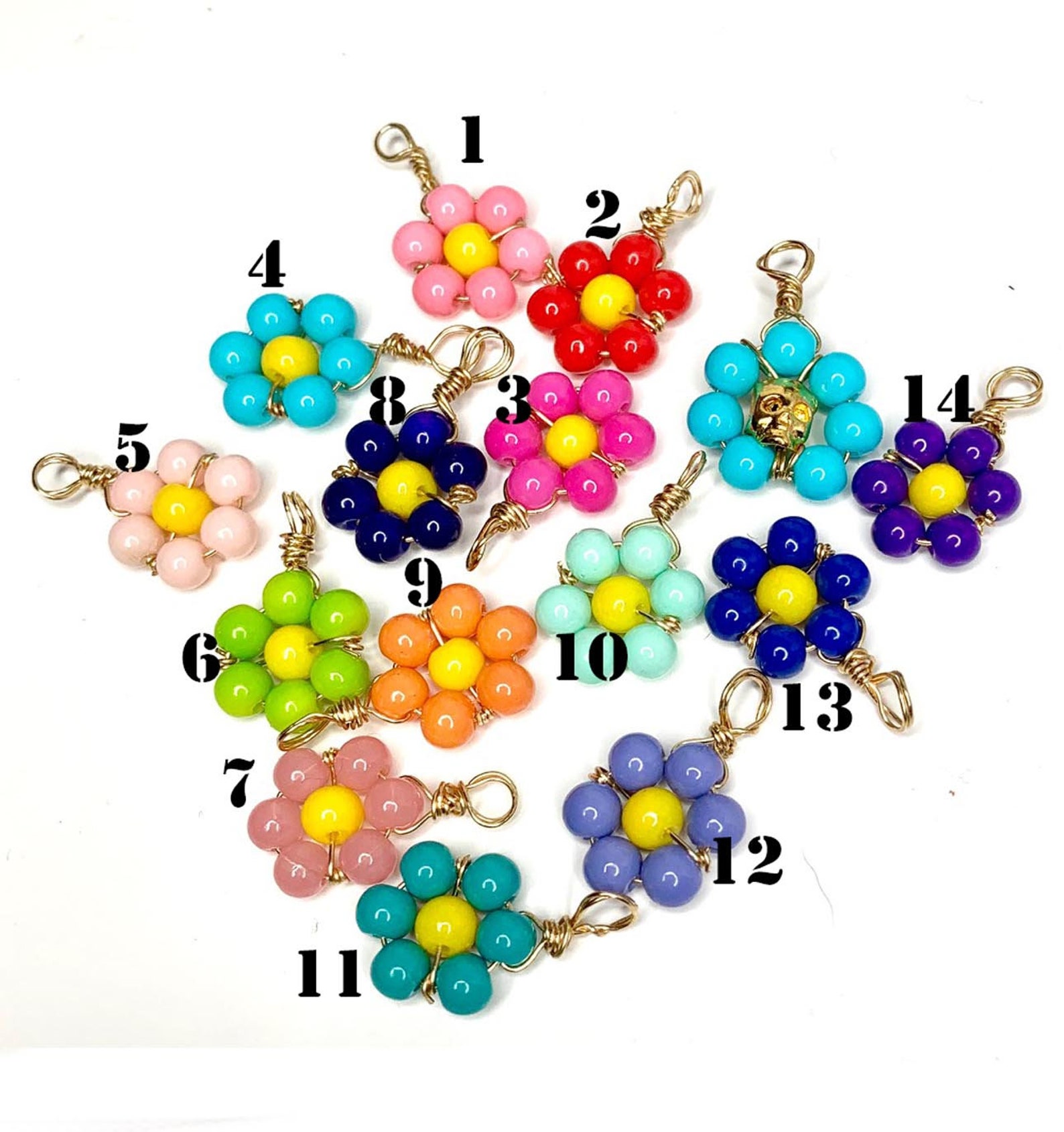 Beaded Flower Charm. Floral Charm Etsy