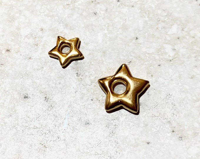 Featured listing image: 14kt Gold Puffy Star Charms! Star Charm. Fine Jewelry . Gold Star Charms. SOLID Gold. Real Gold