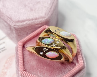 Saturn Signet Ring, Solar System Stacking Charm, Stars and Moon Design