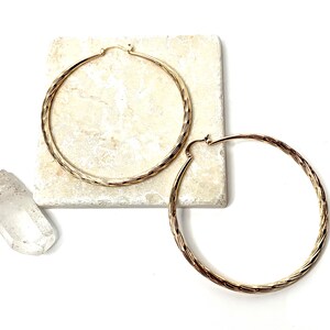 Large Knife Edge  Hoops. Gold Plated Hoops. Hollow Hoops. Jumbo Earrings.