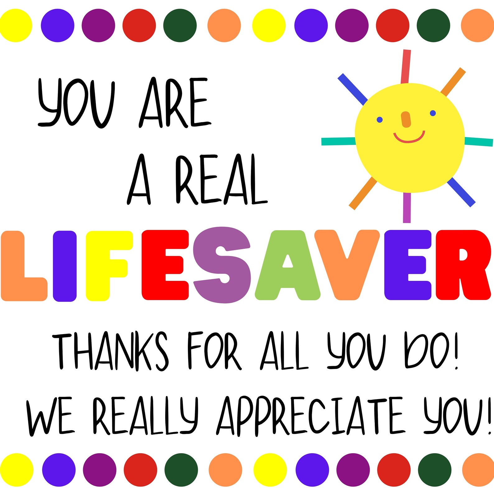 Printable You Are a LIFESAVER Appreciation Gift Tags for - Etsy
