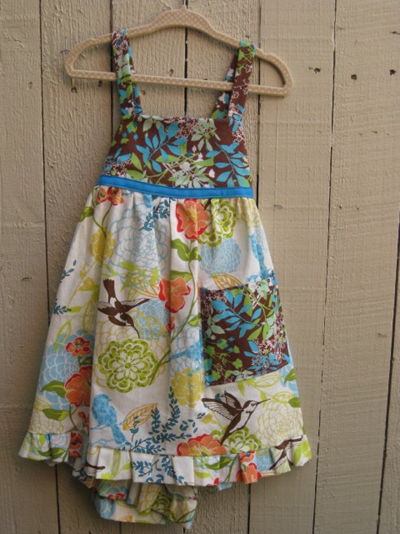Items similar to Hummingbird Garden Ruffle Dress on Etsy