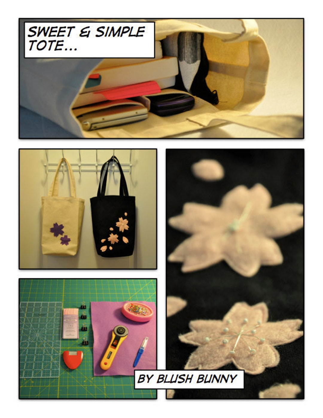 Easy Sew Book Bag - PDF Sewing Pattern, PDF Instand Download, DIY ...