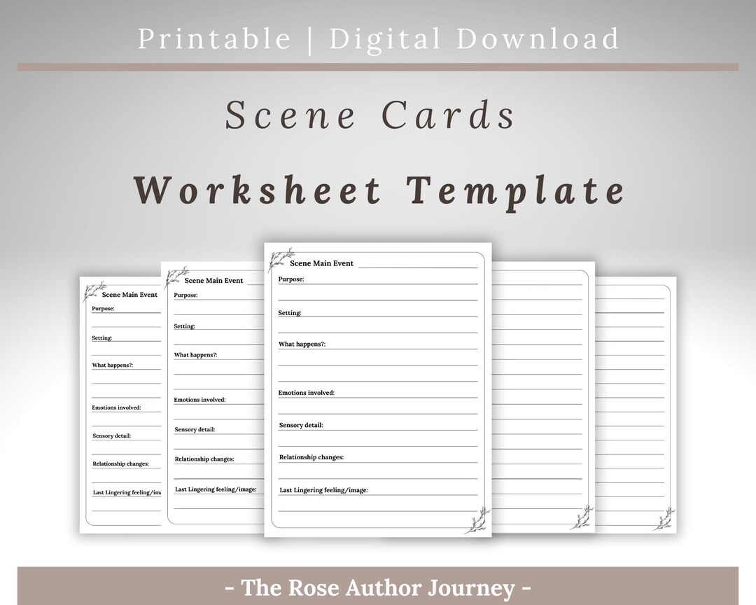 Scene Sheets.pdf Scene Card Worksheets | Planning Cards for Fantasy & Romance Authors ...