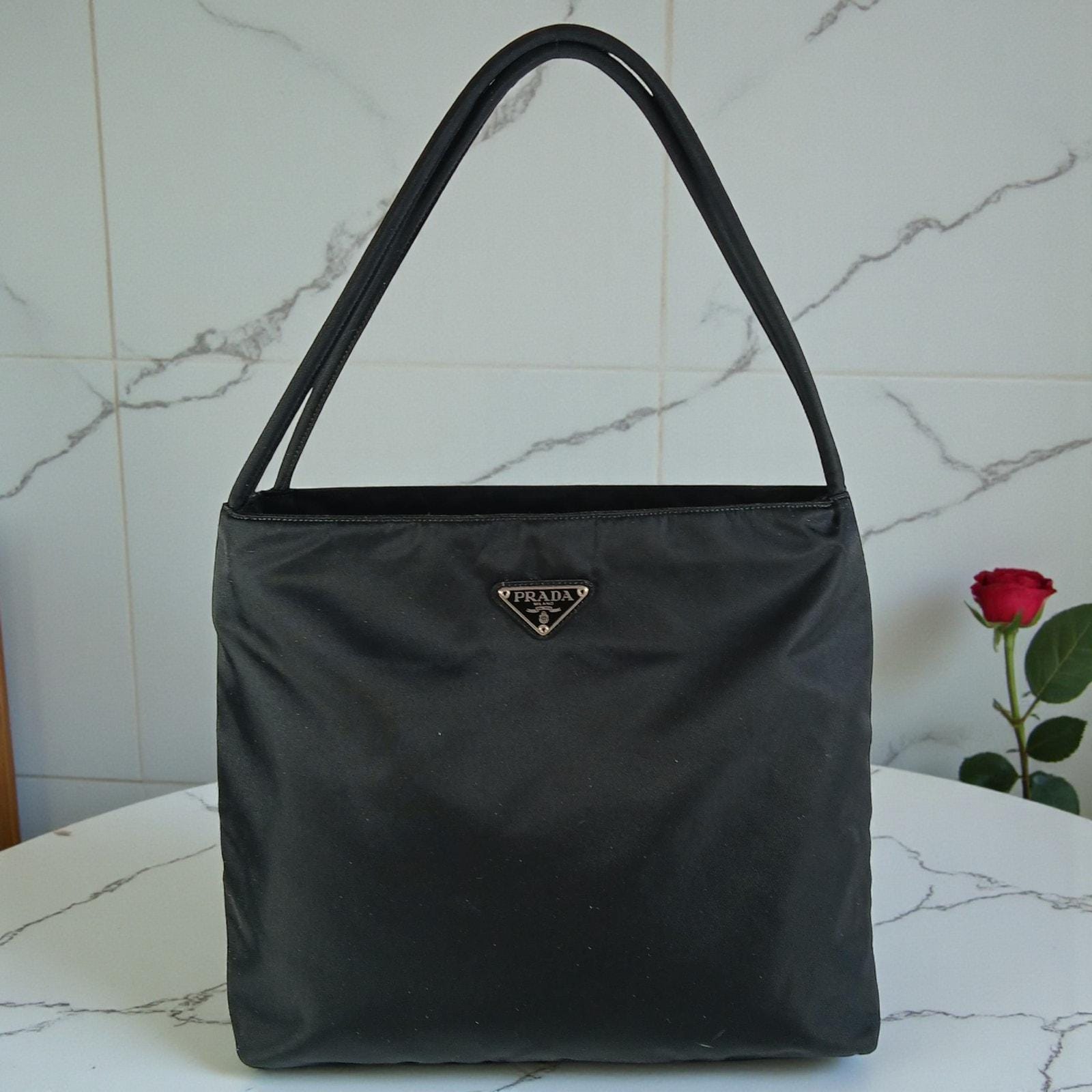 Prada Nylon Tessuto Triangle Logo Tote Bag Black Vintage - Etsy