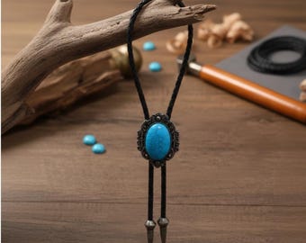 Vintage Eagle Bolo Tie: Western Cowboy Style, Faux Leather Cord