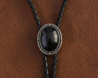 Gemstone Bolo Tie – Western Cowboy Rope Necklace, Unisex Jewelry
