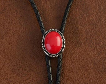 Gemstone Bolo Tie – Western Cowboy Necklace, Rodeo Wedding Jewelry