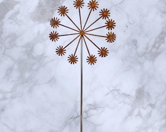 Rusty Metal Flower Garden Stakes, Rustic Outdoor Yard Decor, Weatherproof Ornaments