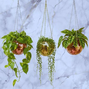 Mirrored Disco Ball Hanging Planter – Retro Home Decor