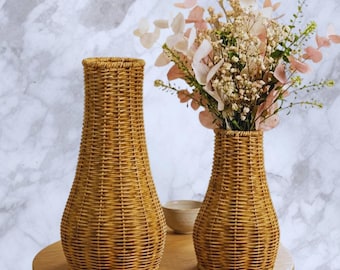 Imitation Rattan Weaving Vase - Rustic Handcrafted Decor for Boho & Farmhouse Interiors