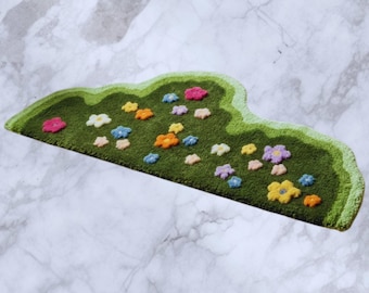 Flower bedroom rug, plush floral mat with 3D blossom accents