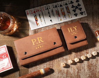Personalized Playing Card Holder, Leather Card Case For Playing Cards, Poker Card Storage Case, Card Player Gift, Groomsmen Gift