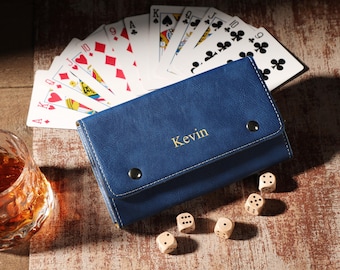 Leather Embossed Card Case For Playing Cards, Personalized Playing Card Holder, Poker Card Storage Case, Card Player Gift, Groomsmen Gift