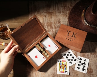 Valentine's Day Gift, Handmade Playing Card Storage, Wood Playing Card Box, Card Player Gift, Elegant Gift for Card Lover, Father's Day Gift