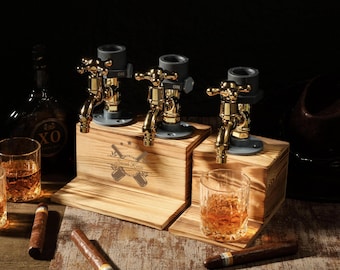 Personalized Wooden Whiskey Dispenser,  Liquor Dispenser, Custom Engraved Gifts for Men Dad Groomsmen