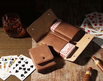Personalized Playing Card Holder, Leather Card Case For Playing Cards, Poker Card Storage Case, Card Player Gift, Groomsmen Gift