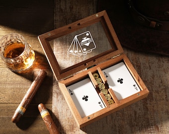 Personalized Wooden Playing Card Box, Playing Card Travel Case, Personalized Poker Set, Custom Playing Card Deck Case,Card Player Gift
